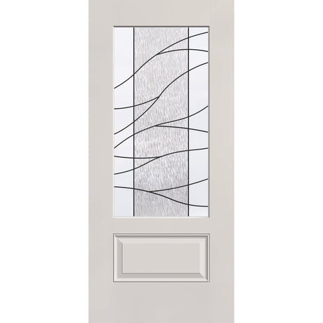 Briselle flush glazed fiberglass entry door, 3/4 lite, 36" x 80", white satin smooth finish, Patina caming