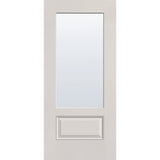 Clear flush glazed fiberglass entry door, 3/4 lite, 36" x 80", white satin smooth finish