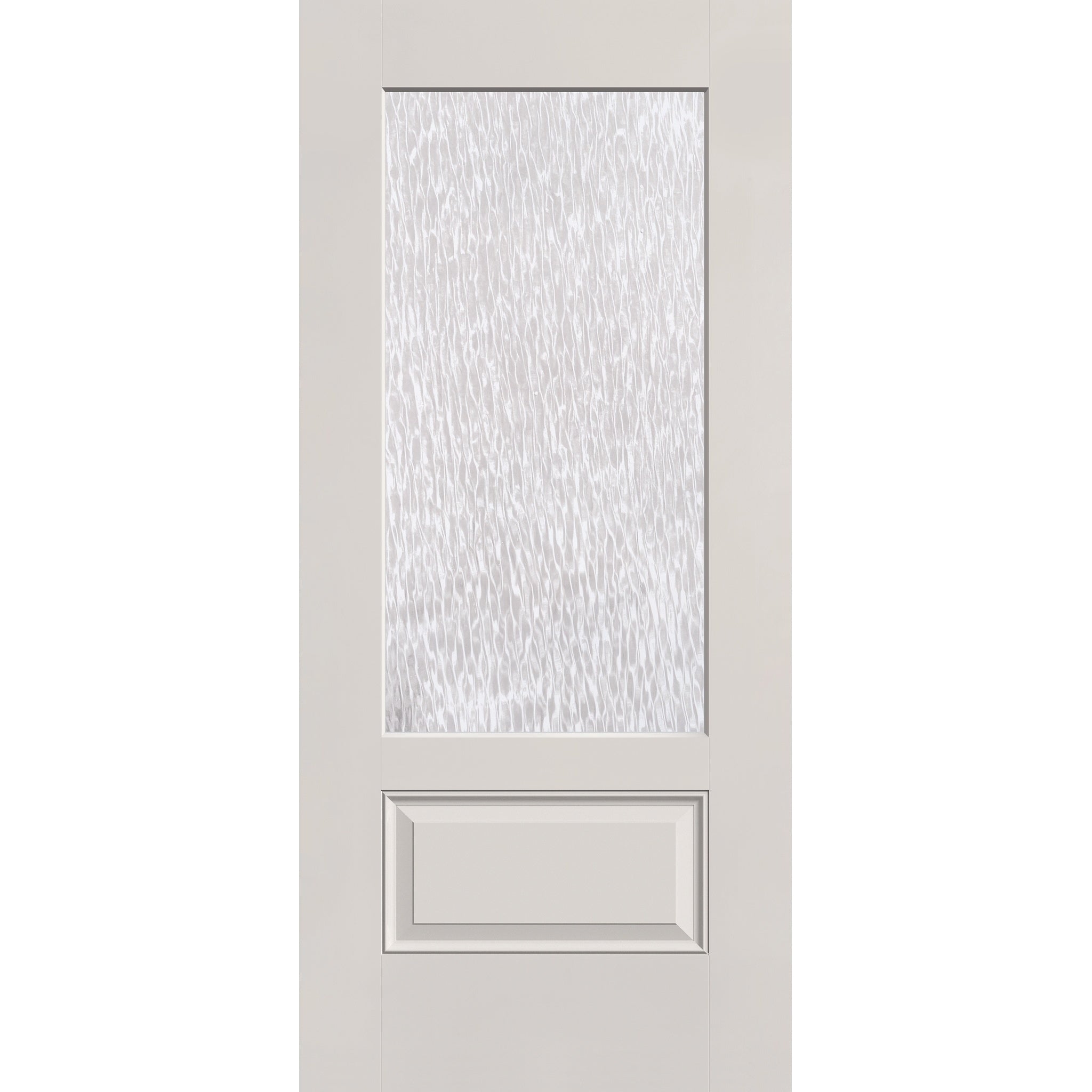 Double Waterglass flush glazed fiberglass entry door, 3/4 lite, 36" x 80", white satin smooth finish