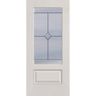 Garrison flush glazed fiberglass entry door, 3/4 lite, 36" x 80", white satin smooth finish, Patina caming