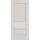 Raise & Lower Blinds flush glazed fiberglass entry door, 3/4 lite, 36" x 80", white satin smooth finish, white blinds