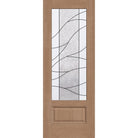 Briselle flush glazed fiberglass entry door, 3/4 lite, 36" x 96", tan woodgrain finish, Patina caming