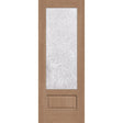 Double Waterglass flush glazed fiberglass entry door, 3/4 lite, 36" x 96", tan woodgrain finish