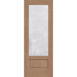 Double Waterglass flush glazed fiberglass entry door, 3/4 lite, 36" x 96", tan woodgrain finish