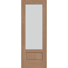 Frost flush glazed fiberglass entry door, 3/4 lite, 36" x 96", tan woodgrain finish