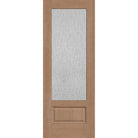 Rain flush glazed fiberglass entry door, 3/4 lite, 36" x 96", tan woodgrain finish