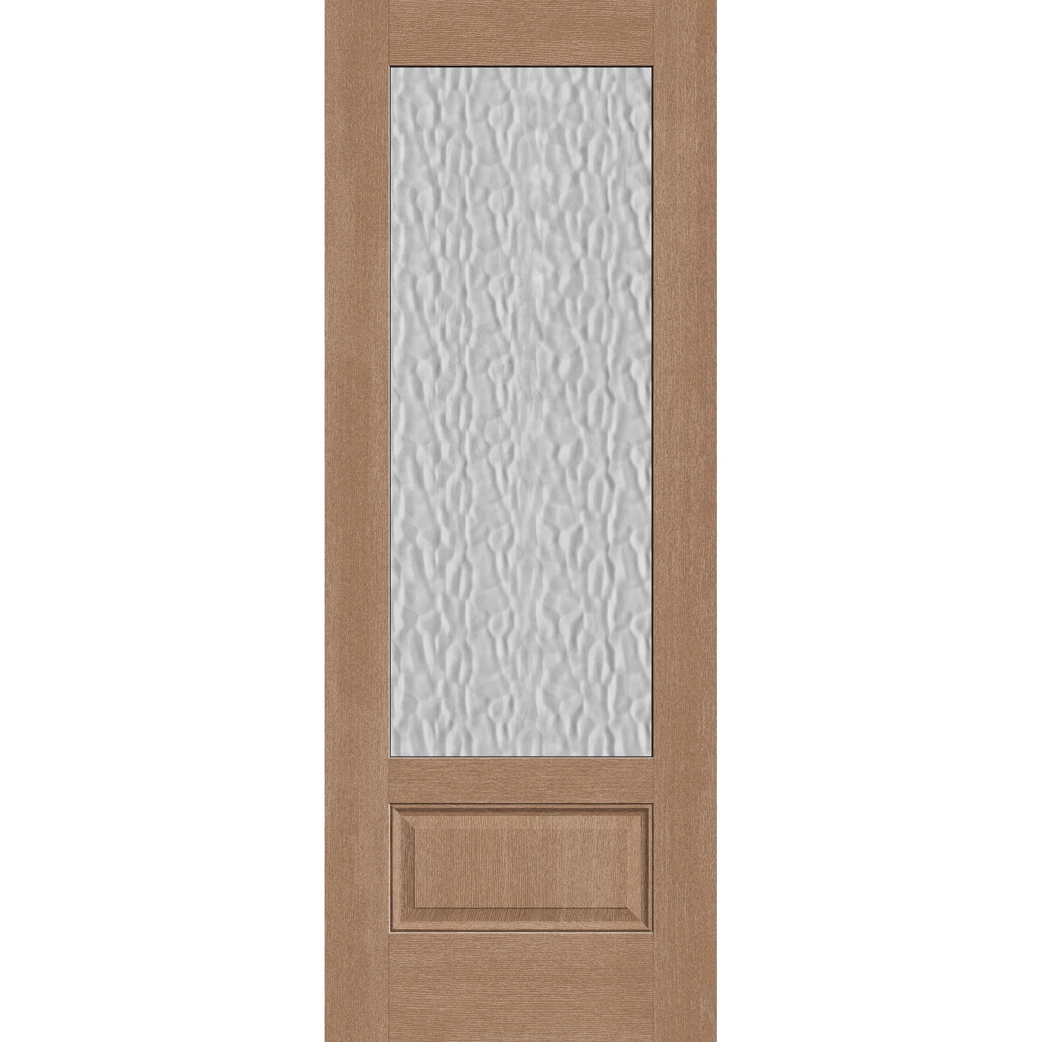 Vapor flush glazed fiberglass entry door, 3/4 lite, 36" x 96", tan woodgrain finish