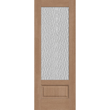 Vapor flush glazed fiberglass entry door, 3/4 lite, 36" x 96", tan woodgrain finish