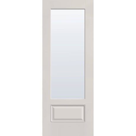 Clear flush glazed hurricane-rated fiberglass entry door, 3/4 lite, 36" x 96", white satin smooth finish