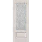 Rain flush glazed hurricane-rated fiberglass entry door, 3/4 lite, 36" x 96", white satin smooth finish