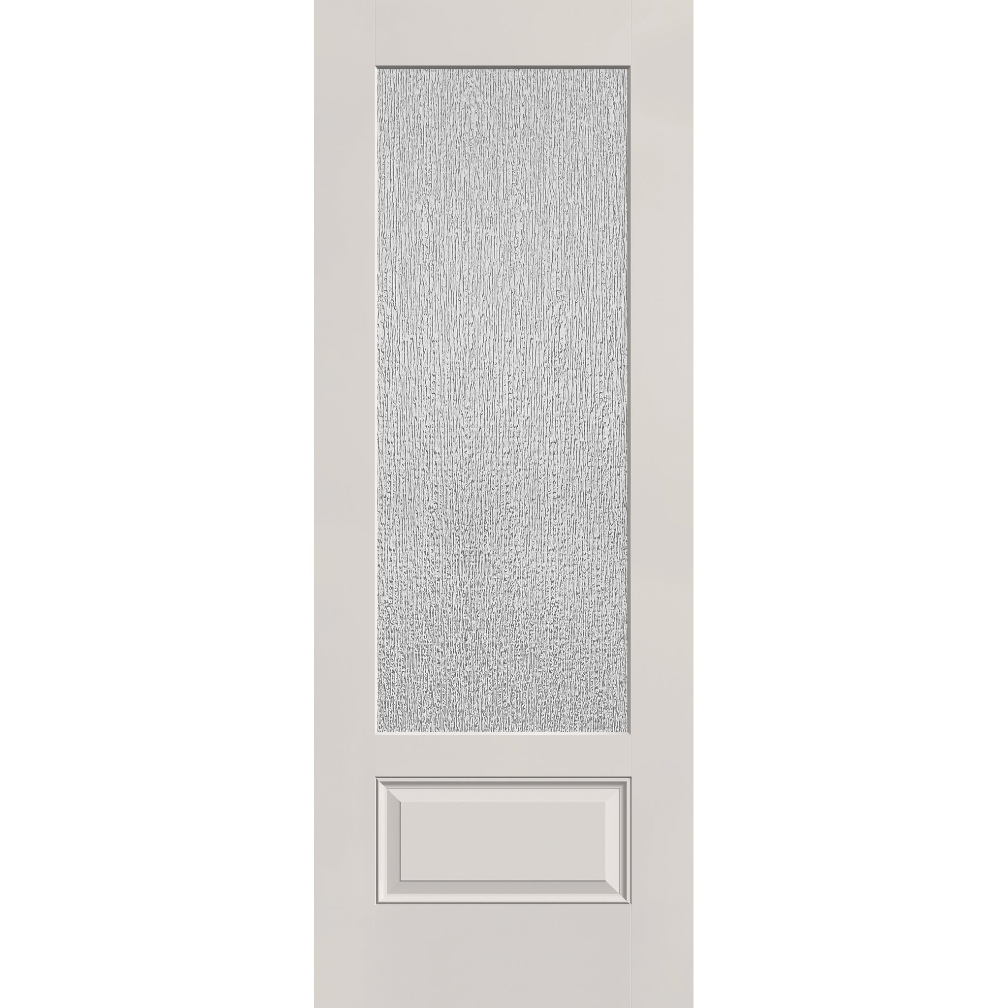 Rain flush glazed hurricane-rated fiberglass entry door, 3/4 lite, 36" x 96", white satin smooth finish