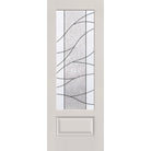 Briselle flush glazed fiberglass entry door, 3/4 lite, 36" x 96", white satin smooth finish, Patina caming