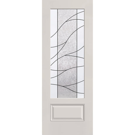 Briselle flush glazed fiberglass entry door, 3/4 lite, 36" x 96", white satin smooth finish, Patina caming