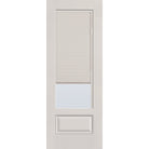 Raise & Lower Blinds flush glazed fiberglass entry door, 3/4 lite, 36" x 96", white satin smooth finish, white blinds