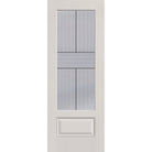 Rill flush glazed fiberglass entry door, 3/4 lite, 36" x 96", white satin smooth finish, Black Aluminum caming