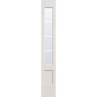 4 light grille flush glazed fiberglass sidelite panel, 3/4 lite shaker, 12" x 80", white satin smooth finish, black grilles between glass