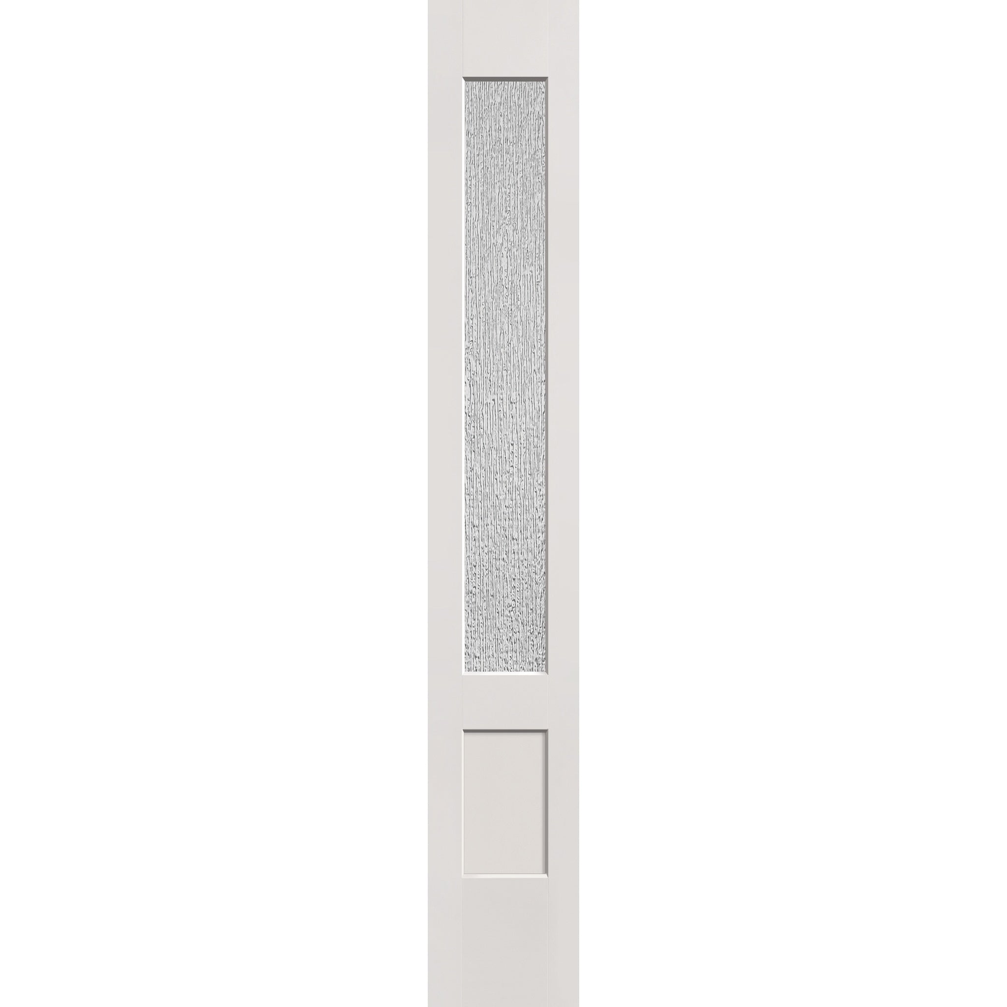 Rain flush glazed fiberglass sidelite panel, 3/4 lite shaker, 12" x 80", white satin smooth finish