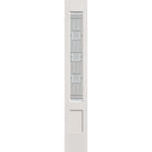 Austin flush glazed hurricane-rated fiberglass sidelite panel, 3/4 lite shaker, 12" x 80", white satin smooth finish, Satin Nickel caming