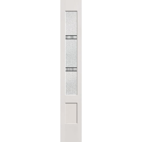 Dexter flush glazed hurricane-rated fiberglass sidelite panel, 3/4 lite shaker, 12" x 80", white satin smooth finish, Black Aluminum caming
