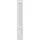 Frost flush glazed hurricane-rated fiberglass sidelite panel, 3/4 lite shaker, 12" x 80", white satin smooth finish