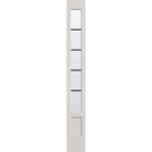 5 light grille flush glazed hurricane-rated fiberglass sidelite panel, 3/4 lite shaker, 12" x 96", white satin smooth finish, black grilles between glass