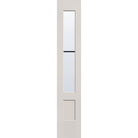 2 light grille flush glazed fiberglass sidelite panel, 3/4 lite shaker, 14" x 80", white satin smooth finish, white grilles between glass