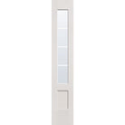 4 light grille flush glazed fiberglass sidelite panel, 3/4 lite shaker, 14" x 80", white satin smooth finish, white grilles between glass