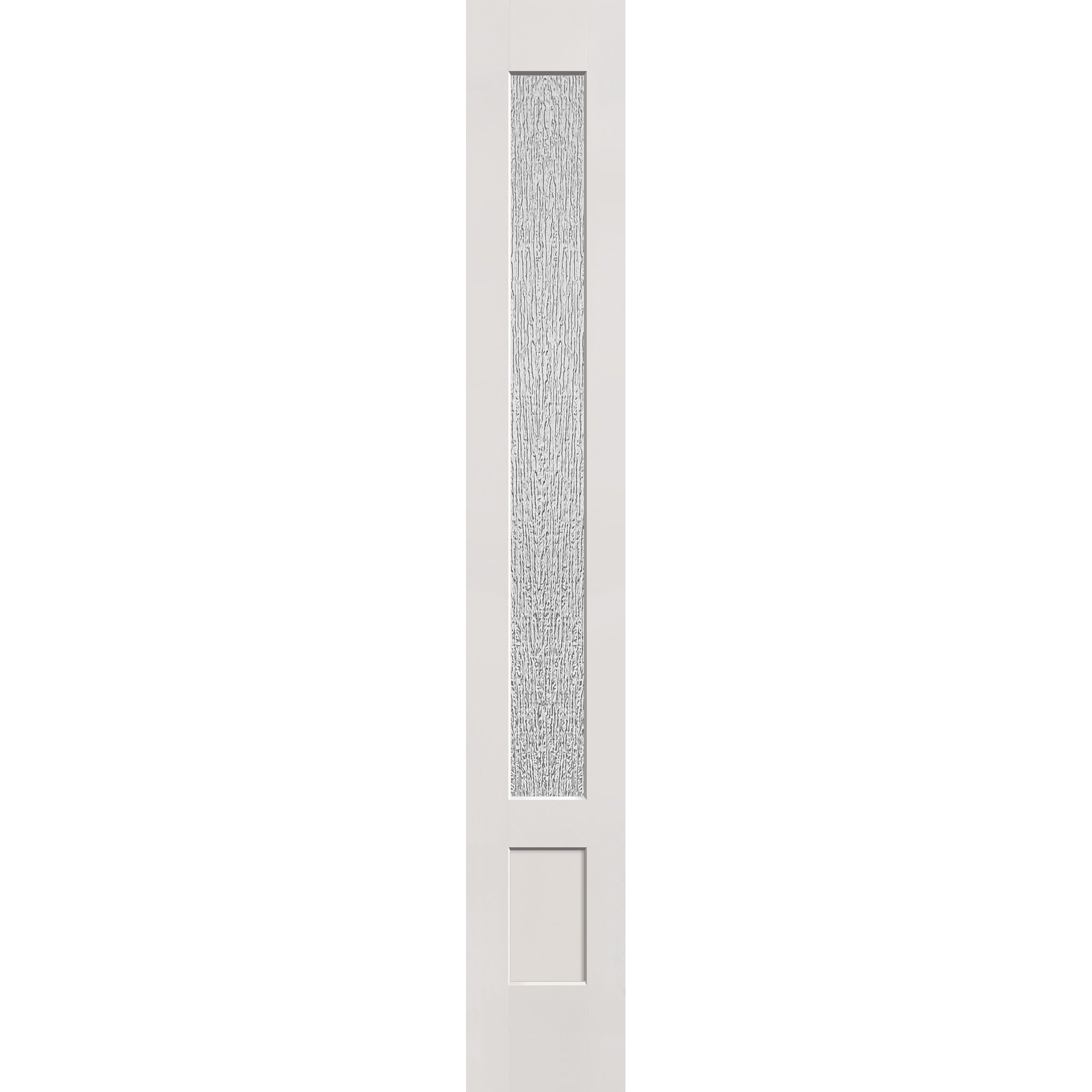 Rain flush glazed hurricane-rated fiberglass sidelite panel, 3/4 lite shaker, 14" x 96", white satin smooth finish