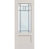 Berkley flush glazed hurricane-rated fiberglass entry door, 3/4 lite shaker, 32" x 80", white satin smooth finish, Patina caming