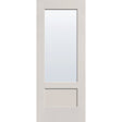 Clear flush glazed hurricane-rated fiberglass entry door, 3/4 lite shaker, 32" x 80", white satin smooth finish