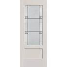 Dexter flush glazed hurricane-rated fiberglass entry door, 3/4 lite shaker, 32" x 80", white satin smooth finish, Black Aluminum caming