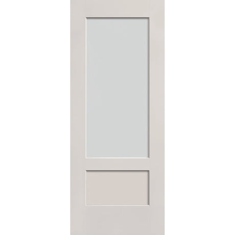 Frost flush glazed hurricane-rated fiberglass entry door, 3/4 lite shaker, 32" x 80", white satin smooth finish