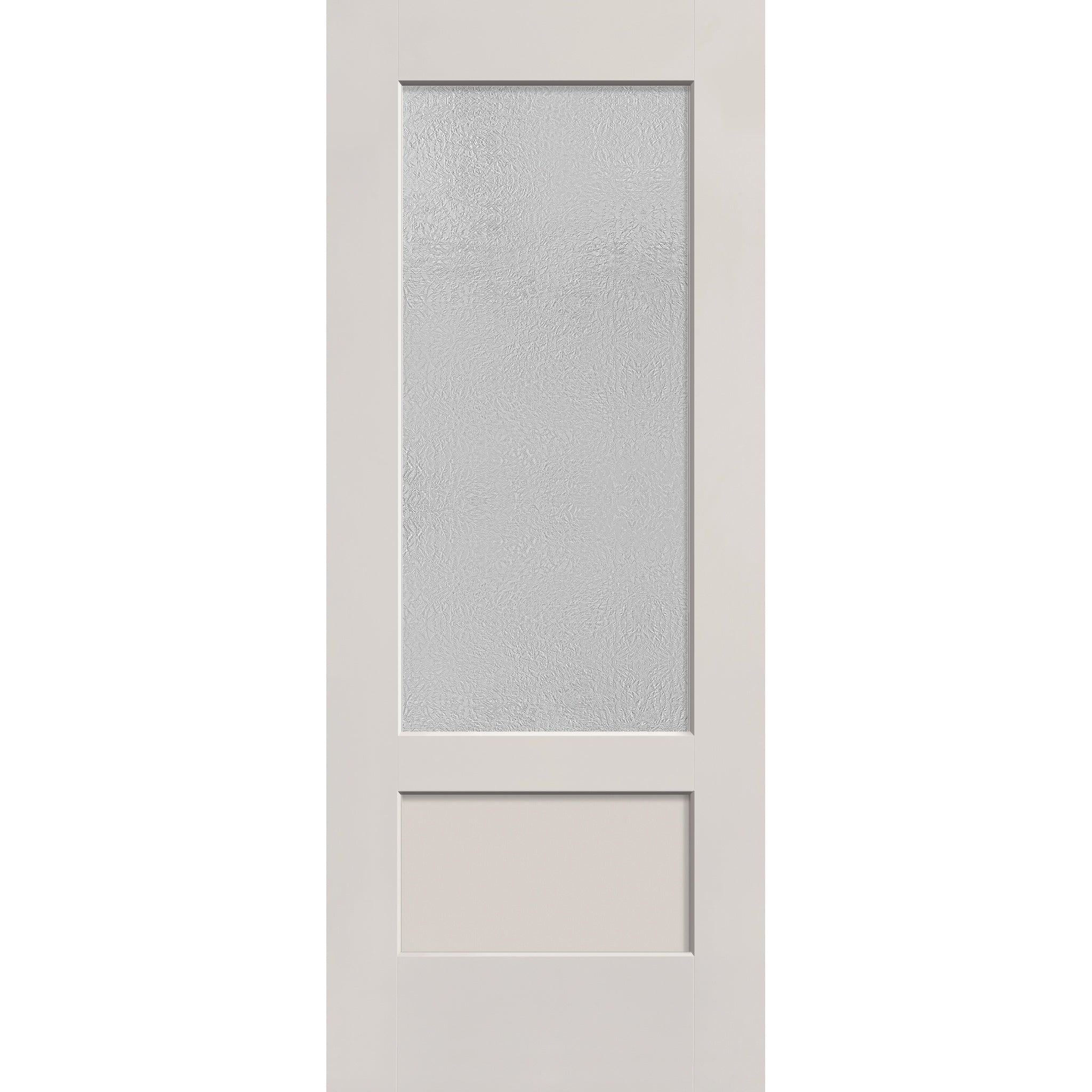 Micro-Granite flush glazed hurricane-rated fiberglass entry door, 3/4 lite shaker, 32" x 80", white satin smooth finish