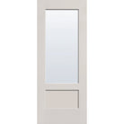 Clear flush glazed fiberglass entry door, 3/4 lite shaker, 32" x 80", white satin smooth finish