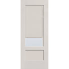 Raise & Lower Blinds flush glazed fiberglass entry door, 3/4 lite shaker, 32" x 80", white satin smooth finish, white blinds