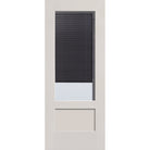Raise & Lower Blinds flush glazed fiberglass entry door, 3/4 lite shaker, 32" x 80", white satin smooth finish, slate blinds