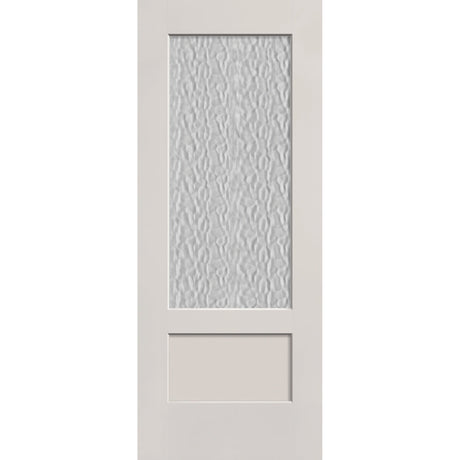 Vapor flush glazed fiberglass entry door, 3/4 lite shaker, 32" x 80", white satin smooth finish
