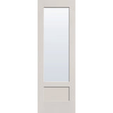 Clear flush glazed hurricane-rated fiberglass entry door, 3/4 lite shaker, 32" x 96", white satin smooth finish