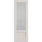 Rain flush glazed hurricane-rated fiberglass entry door, 3/4 lite shaker, 32" x 96", white satin smooth finish
