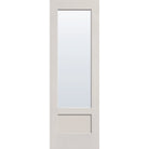 Clear flush glazed fiberglass entry door, 3/4 lite shaker, 32" x 96", white satin smooth finish