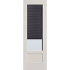 Raise & Lower Blinds flush glazed fiberglass entry door, 3/4 lite shaker, 32" x 96", white satin smooth finish, slate blinds