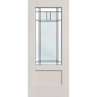 Berkley flush glazed hurricane-rated fiberglass entry door, 3/4 lite shaker, 34" x 80", white satin smooth finish, Patina caming