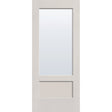 Clear flush glazed hurricane-rated fiberglass entry door, 3/4 lite shaker, 34" x 80", white satin smooth finish