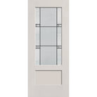 Dexter flush glazed hurricane-rated fiberglass entry door, 3/4 lite shaker, 34" x 80", white satin smooth finish, Black Aluminum caming