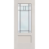 Berkley flush glazed fiberglass entry door, 3/4 lite shaker, 34" x 80", white satin smooth finish, Patina caming