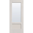 Clear flush glazed fiberglass entry door, 3/4 lite shaker, 34" x 80", white satin smooth finish