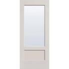 Clear flush glazed fiberglass entry door, 3/4 lite shaker, 34" x 80", white satin smooth finish
