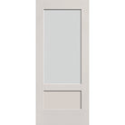 Frost flush glazed fiberglass entry door, 3/4 lite shaker, 34" x 80", white satin smooth finish