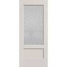 Rain flush glazed fiberglass entry door, 3/4 lite shaker, 34" x 80", white satin smooth finish