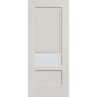 Raise & Lower Blinds flush glazed fiberglass entry door, 3/4 lite shaker, 34" x 80", white satin smooth finish, white blinds
